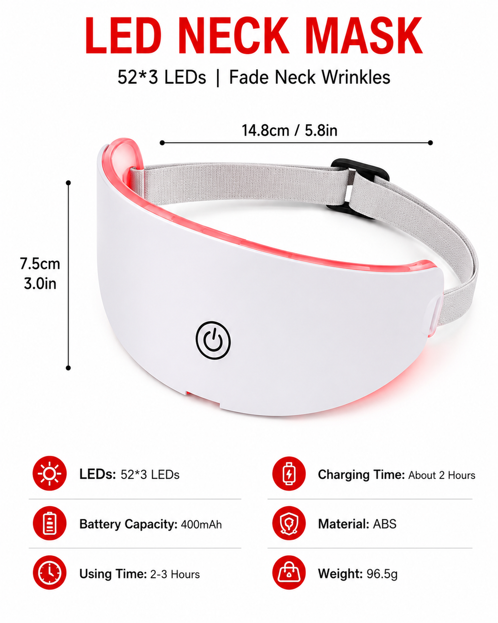 LumiGlow 7-Color LED Face & Neck Therapy Mask