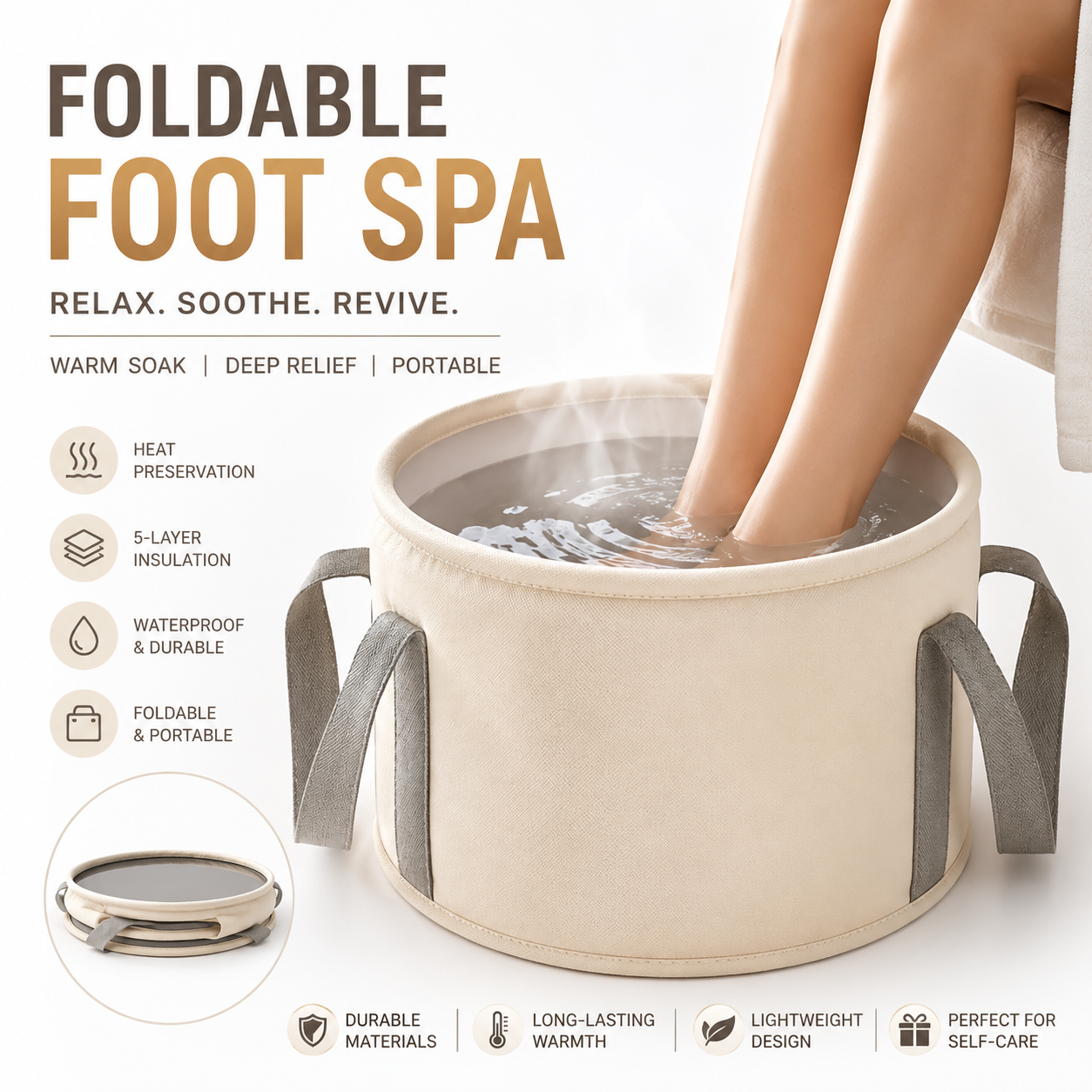 ZenSoak Foldable Heated Foot Spa Bath