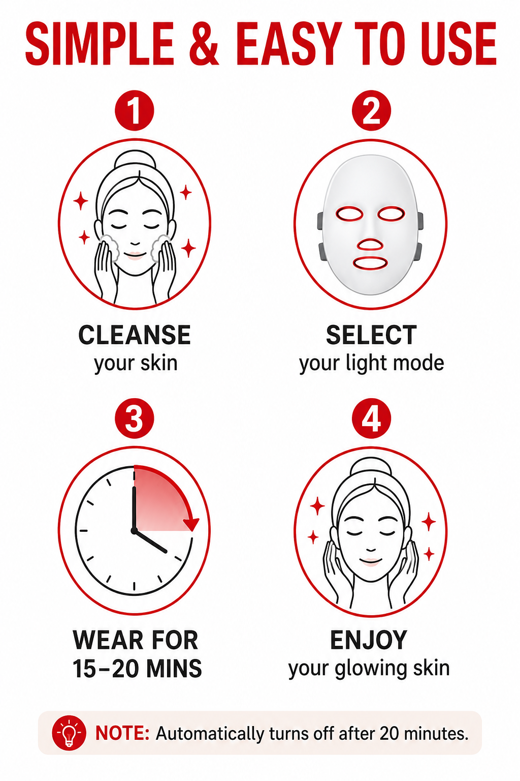 LumiGlow 7-Color LED Face & Neck Therapy Mask