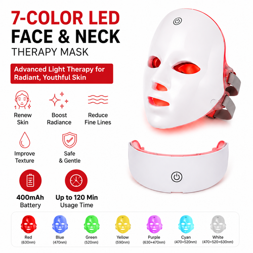 LumiGlow 7-Color LED Face & Neck Therapy Mask